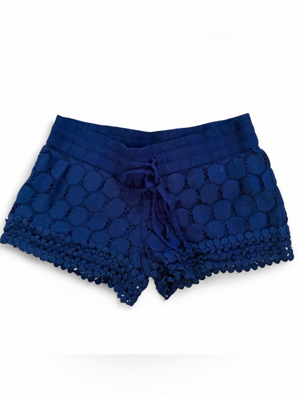Joe Boxer navy blue lace eyelet summer shorts with tie waist Sz S
